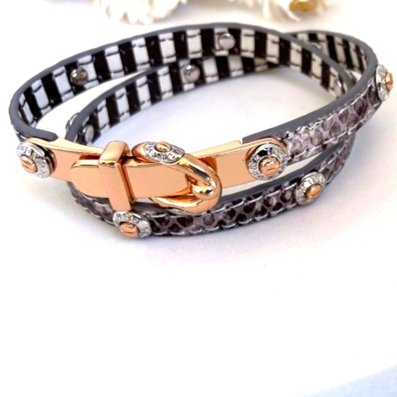 Henri Bendel Rose Gold Snakeskin Wrap Bracelet - Picture 1 of 12